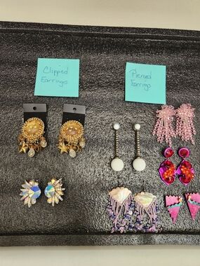 Vintage Earrings White, Pink, Purple, Multicolor Great For Crafts Or To Wear